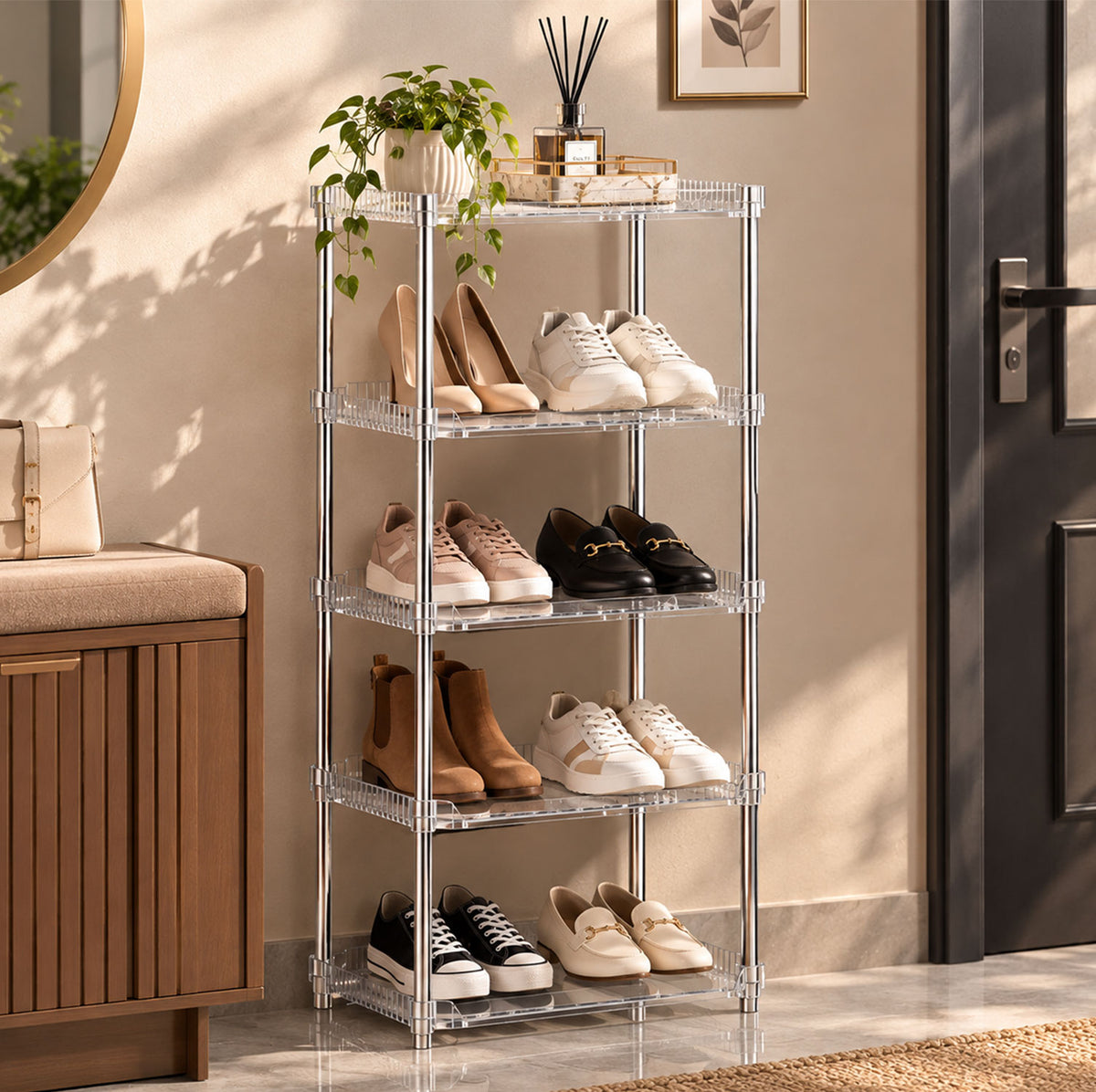 Space-Saving Vertical Shoe Storage Rack - 5 Tiers