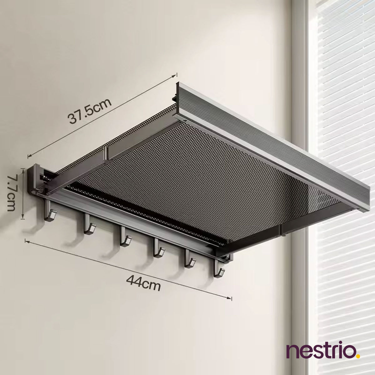 Space Saving wall Mounted Cloth Drying Rack With Hook