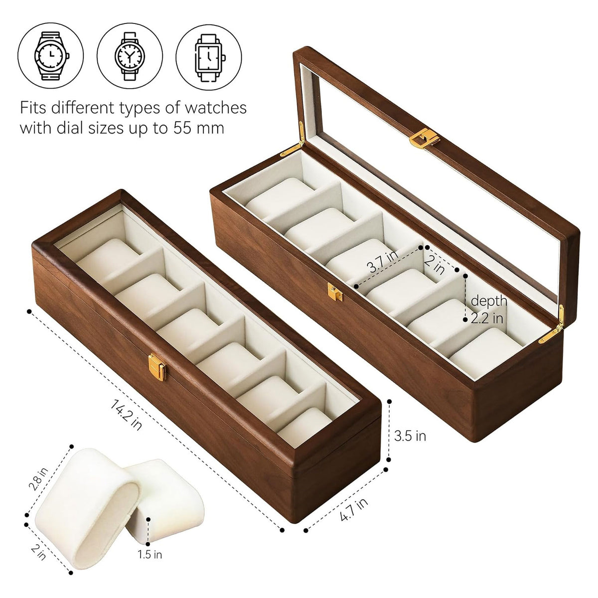 Watch Display Organizer Box 6 Slots