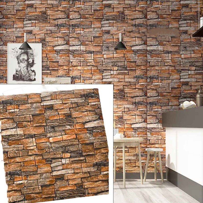 Pack Of 4 3D Foam Brick Wall Sheets 3MM