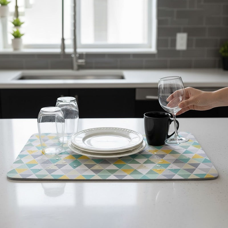 Anti-Slip Dish Drying/Dining Table Mat-Modern Geometric Design