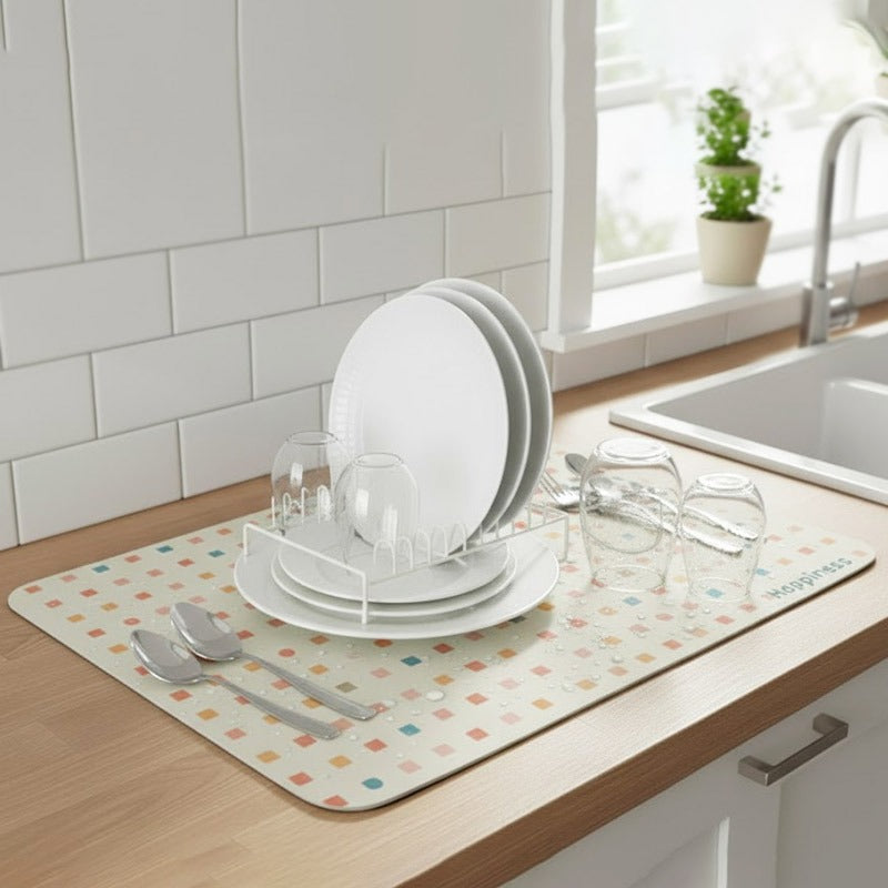 Anti-Slip Dish Drying/Dining Table Mat-Square Pattern Design