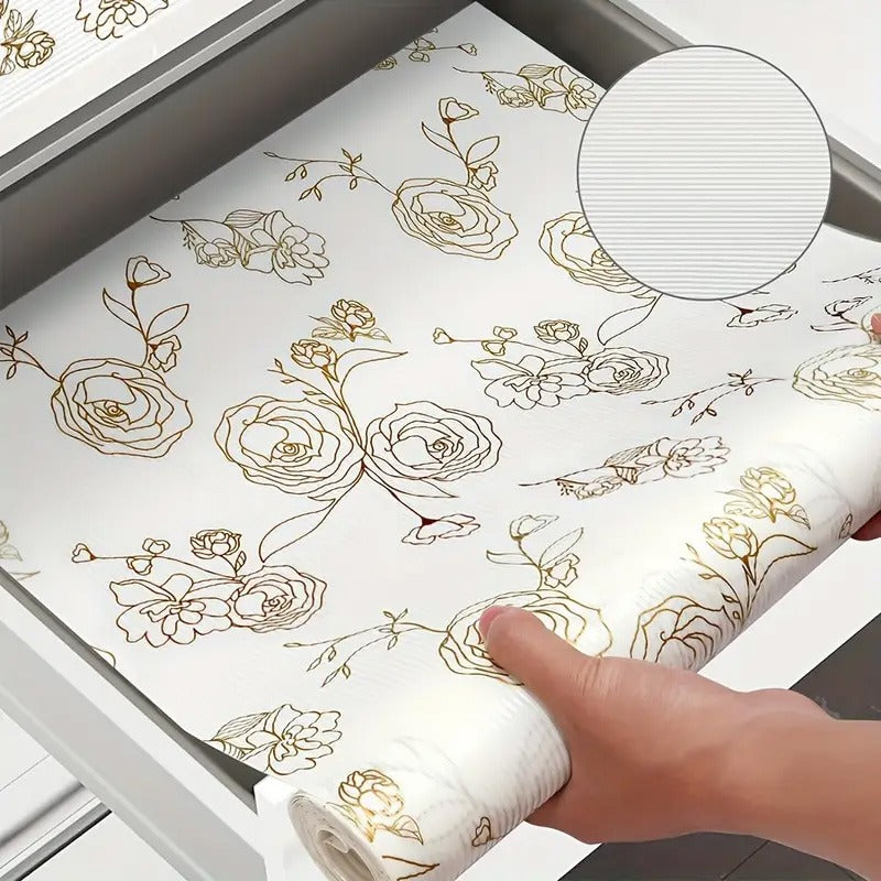Drawer Liner Mat Gold Floral