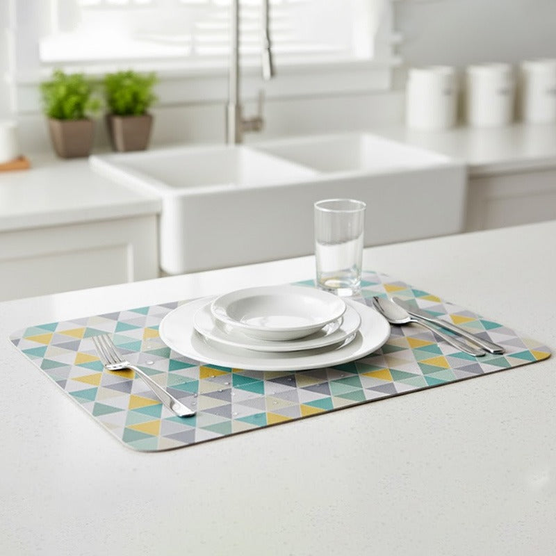 Anti-Slip Dish Drying/Dining Table Mat-Modern Geometric Design