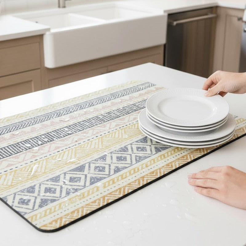 Anti-Slip Dish Drying/Dining Table Mat-Tribal Motif Design