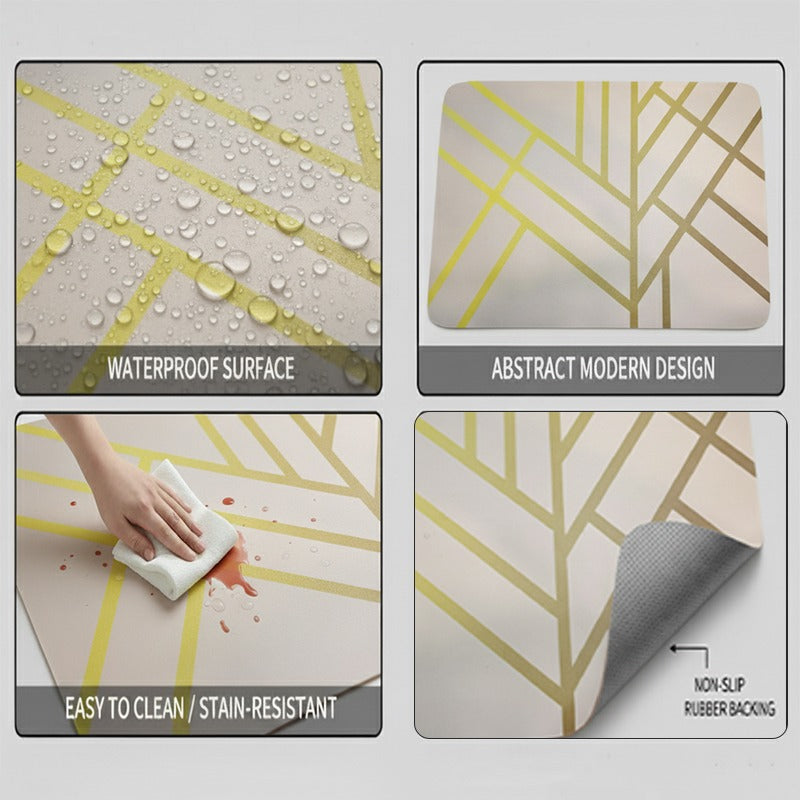 Anti-Slip Dish Drying/Dining Table Mat-Dual-Tone Geometric Grid Design