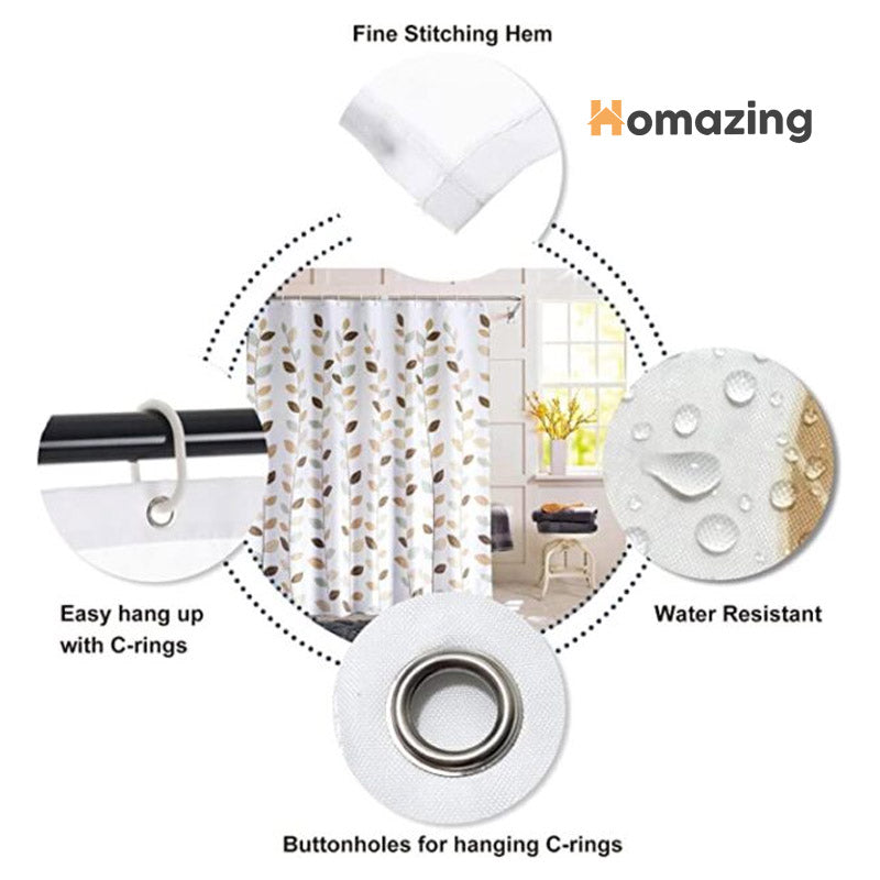 Shower Curtain Liner with Hooks Waterproof
