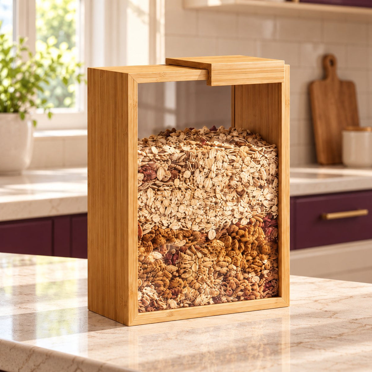 Small Wooden Rice Jar Box Premium Kitchen Storage Container
