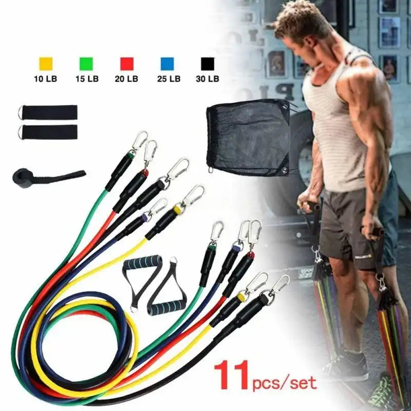 11Pcs Fitness Resistance Bands Set